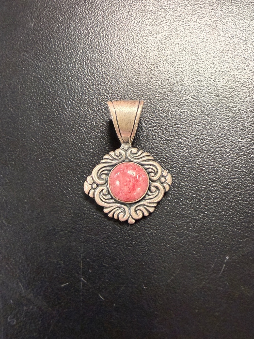 Carolyn Pollack Sterling Silver Pink Stone Filigree Pendant Necklace